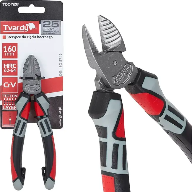 Tvardy 160 mm zijkniptang - CrV staal - Ergonomische grip - PTFE coating - Duurzaam en precies