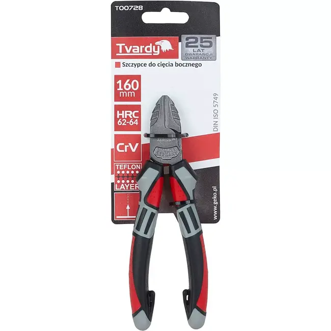 Tvardy 160 mm zijkniptang - CrV staal - Ergonomische grip - PTFE coating - Duurzaam en precies