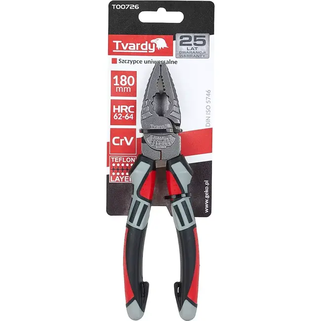 Tvardy Universele combinatietang - 180 mm - CrV staal - Ergonomische grip - PTFE coating