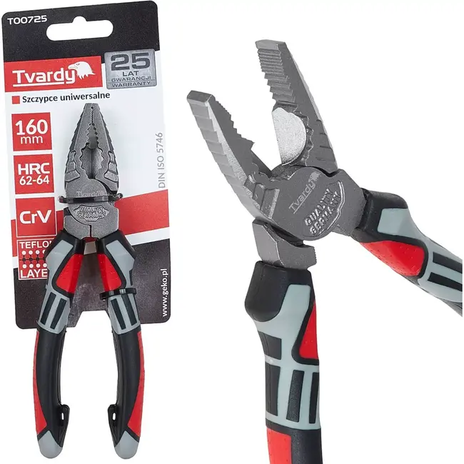 Tvardy Universele combinatietang - 160 mm - CrV staal - Ergonomische grip - PTFE coating