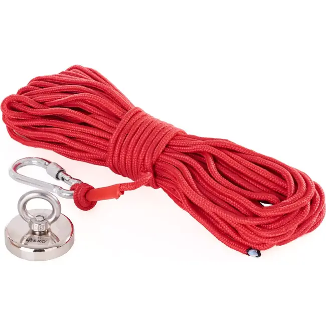 GEKO Neodymium magneetset - 85 kg trekkracht - Inclusief 20m touw en handschoenen