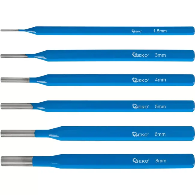 GEKO 6-delige ponsenset - CR-V staal - Roestbestendig - Inclusief opbergcaddy