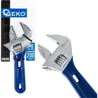 GEKO Compact verstelbare moersleutel - 48 mm bek - 200 mm lengte - CRV staal - Ideaal voor krappe ruimtes