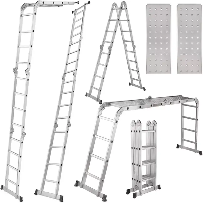 GEKO Multifunctionele ladder - 4,7 meter - Inclusief 2 ijzeren platen - Veilig en veelzijdig gebruik