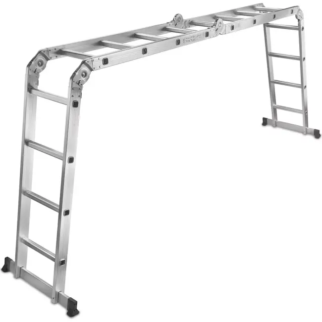 GEKO Multifunctionele ladder - 4,7 meter - Inclusief 2 ijzeren platen - Veilig en veelzijdig gebruik