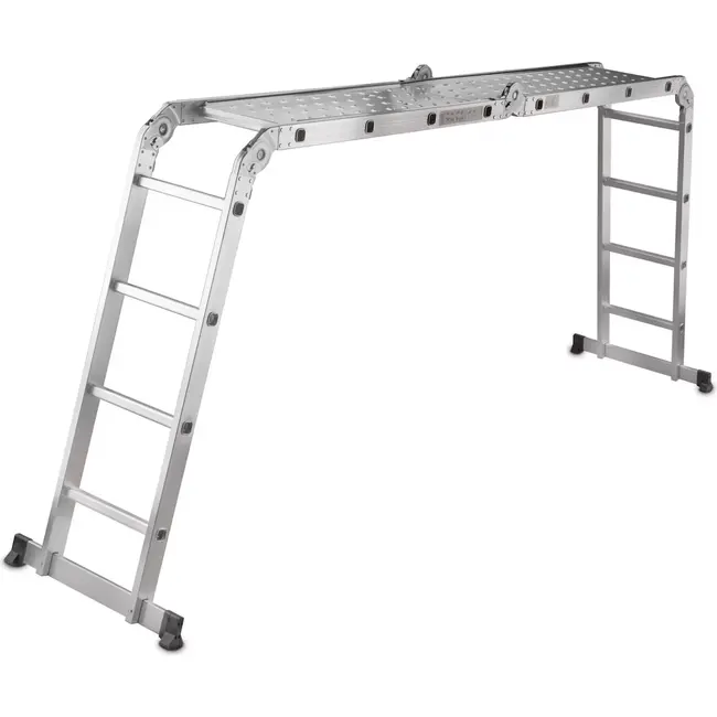 GEKO Multifunctionele ladder - 4,7 meter - Inclusief 2 ijzeren platen - Veilig en veelzijdig gebruik