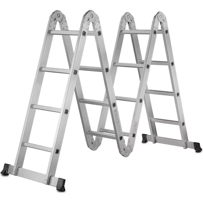 GEKO Multifunctionele ladder - 4,7 meter - Inclusief 2 ijzeren platen - Veilig en veelzijdig gebruik