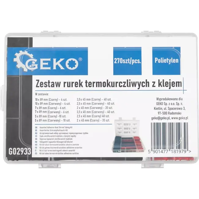 GEKO Hittekrimpbuis Set - 270 stuks - 3:1 Krimpverhouding - Dual-Wall Lijmvoering - Meerdere Maten
