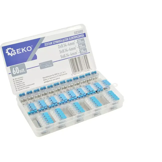 GEKO Snelkoppelset voor elektrische verbindingen - 0,2-4 mm² - 60 stuks - Duurzaam en veelzijdig