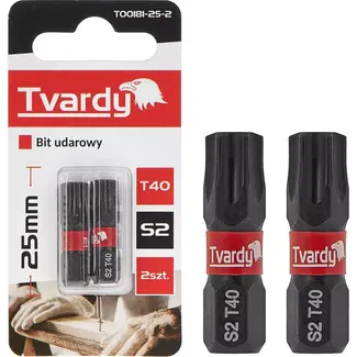 Tvardy Impact bit T40 - 25mm - S2 staal - magnetische tip - set van 2 stuks