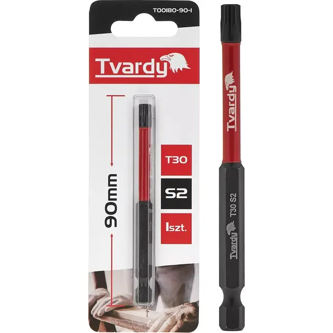 Tvardy Impact bit T30 - 90mm - S2 staal - Magnetische tip - Voor Torx schroeven