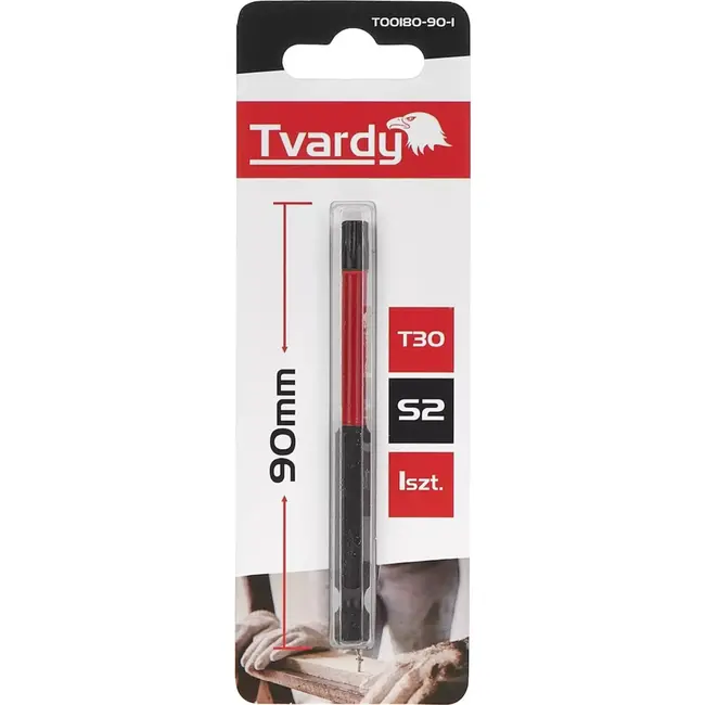Tvardy Impact bit T30 - 90mm - S2 staal - Magnetische tip - Voor Torx schroeven