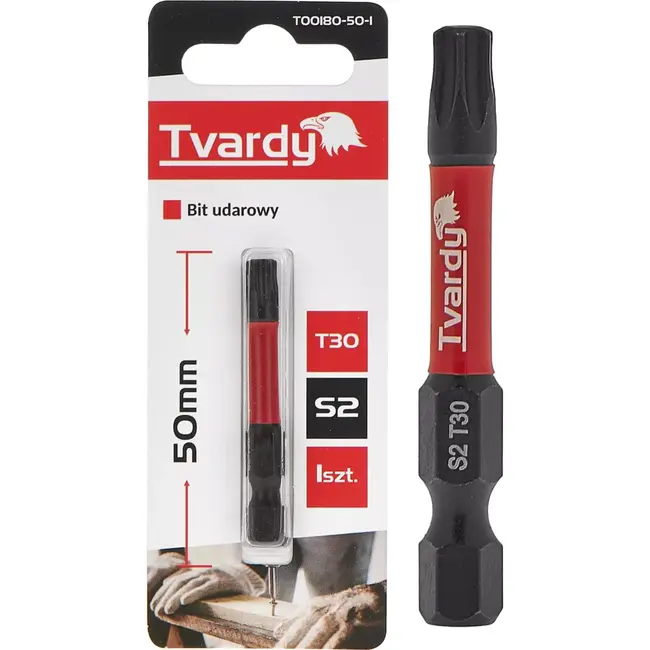 Tvardy Impact bit T30 - S2 staal - 50mm - Magnetische punt - Versterkte constructie