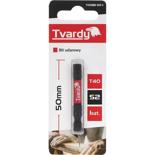 Tvardy Impact bit T40 - 50mm - S2 staal - Magnetische tip - Versterkte constructie