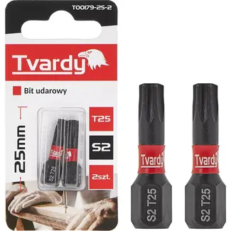 Tvardy Impact bit T25 - Compact 25mm - Duurzaam S2 staal - Set van 2 stuks