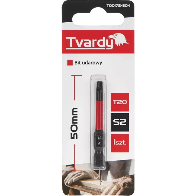 Tvardy Impact bit T20 - 50mm - S2 staal - Magnetische tip - Voor Torx schroeven