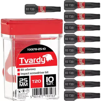 Tvardy Impact bit set - Torx T20 - S2 staal - 25mm - 10 stuks
