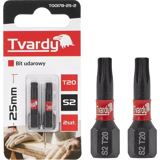 Tvardy Impact bit T20 - S2 staal - 25mm - Magnetische punt - Set van 2