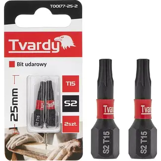 Tvardy Impact bit T15 - S2 staal - 25mm - magnetische tip - set van 2
