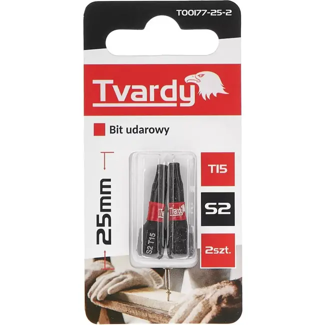 Tvardy Impact bit T15 - S2 staal - 25mm - magnetische tip - set van 2