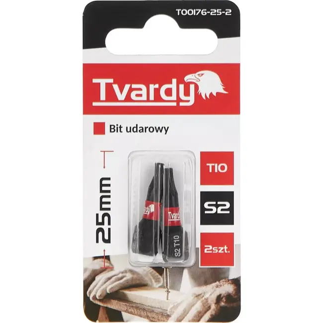 Tvardy Impact bit T10 - 25mm - S2 staal - Magnetische tip - Set van 2