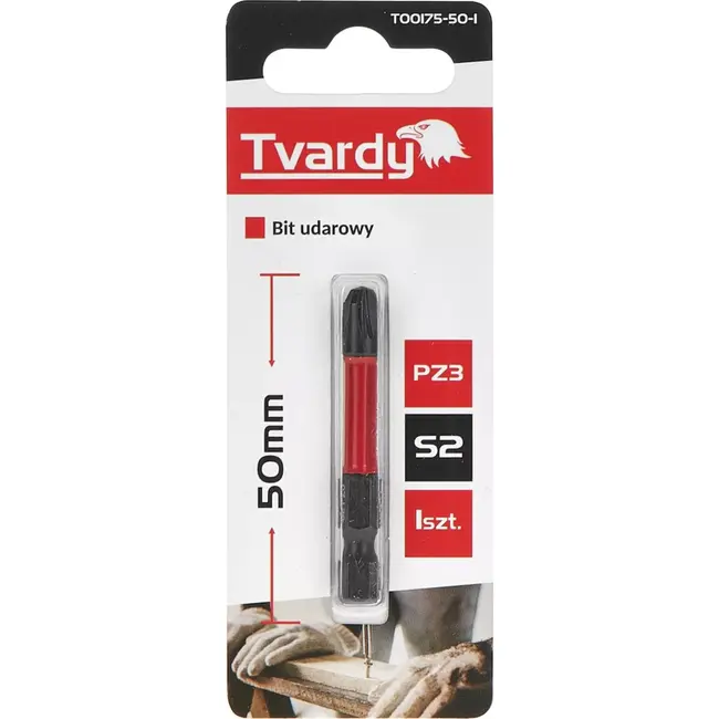 Tvardy Impact bit PZ3 - S2 staal - 50mm - Magnetische tip - Slagvast