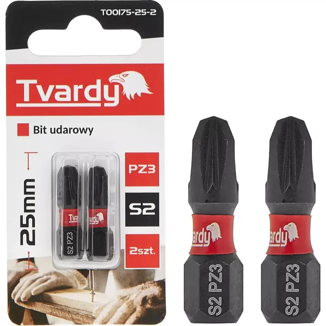 Tvardy Impact bit PZ3 - S2 staal - 25 mm - set van 2 - magnetische tip