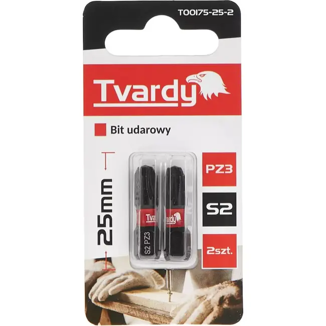 Tvardy Impact bit PZ3 - S2 staal - 25 mm - set van 2 - magnetische tip