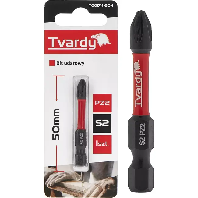 Tvardy Impact bit PZ2 - 50mm - S2 staal - Magnetische punt - Voor impactdrivers