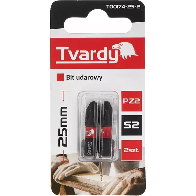 Tvardy Impact bit set - PZ2 25mm - S2 staal - Magnetische tip - 2 stuks