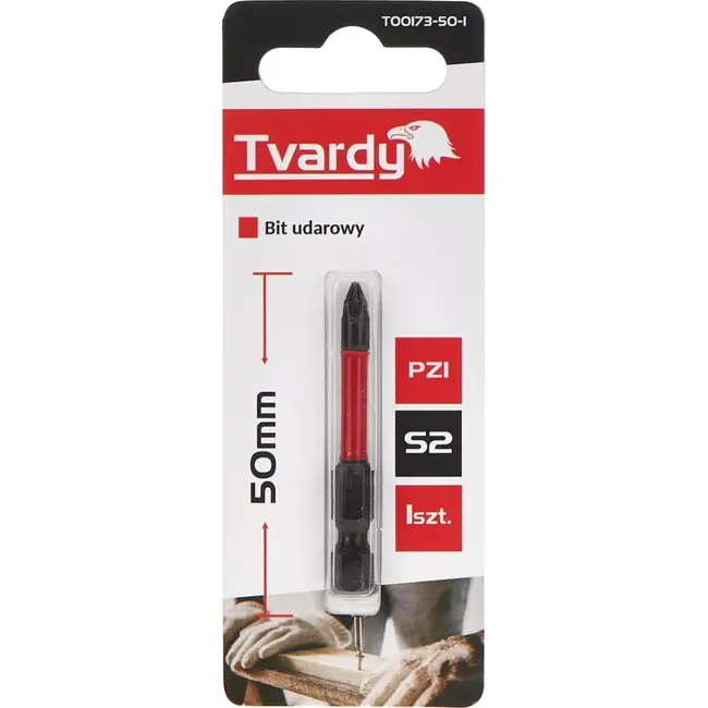 Tvardy Impact bit - PZ1 Pozidriv - 50mm - S2 staal - Magnetische punt