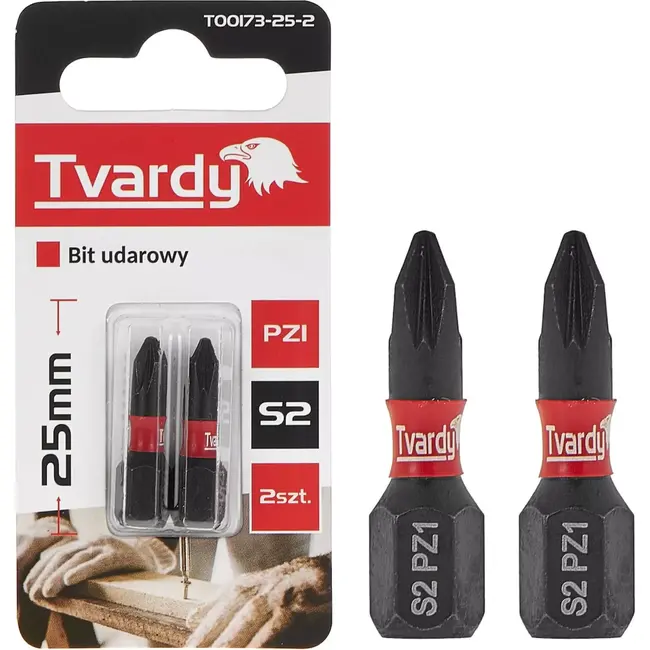 Tvardy Impact bit PZ1 - S2 staal - 25mm - set van 2 - magnetische punt