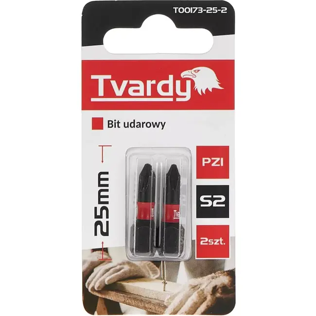 Tvardy Impact bit PZ1 - S2 staal - 25mm - set van 2 - magnetische punt