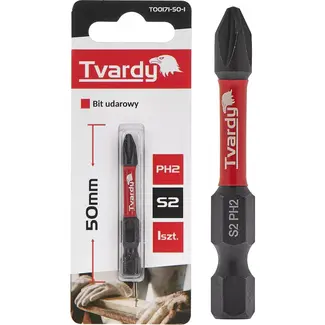 Tvardy Impact bit PH2 - S2 staal - 50mm lengte - Magnetische punt