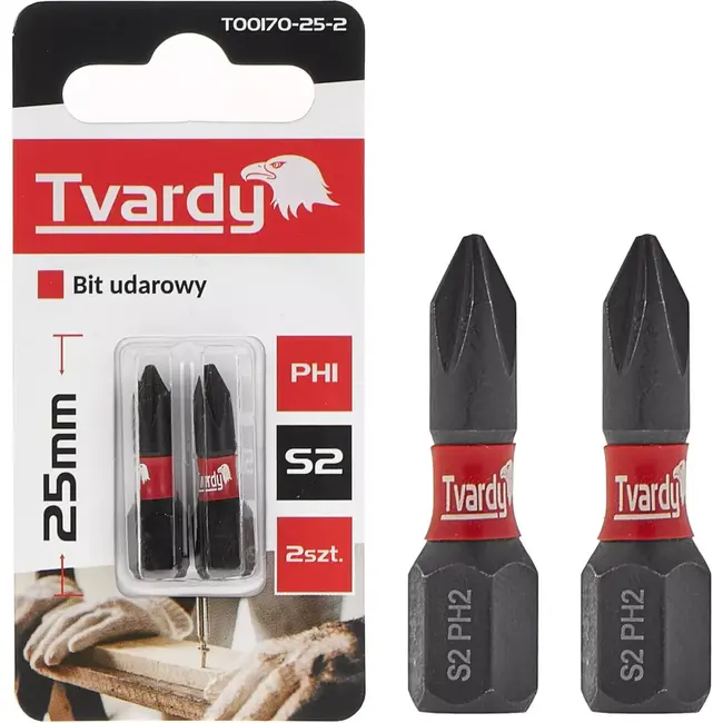 Tvardy Impact bit PH1 25mm S2 - Duurzaam en magnetisch - Set van 2 stuks