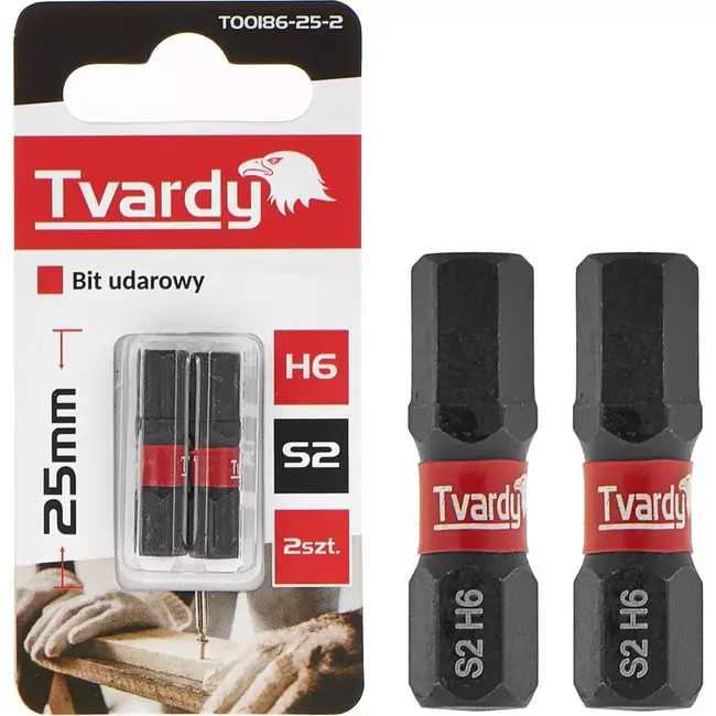 Tvardy Impact bit H6 - S2 staal - 25mm - magnetische tip - set van 2 stuks
