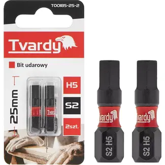 Tvardy Impact bit H5 25mm - S2 staal - Magnetische tip - Set van 2 stuks