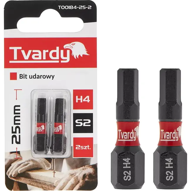 Tvardy Impact bitset - H4 25mm - S2 staal - Magnetische punt - 2 stuks