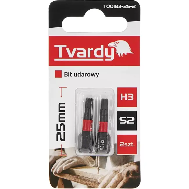 Tvardy Impact bit H3 - S2 staal - 25mm - magnetische tip - set van 2 stuks