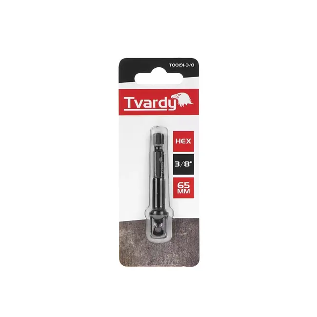 Tvardy Impact adapter - 65mm lengte - Hex aansluiting - Slagvast - Voor 3/8" sockets