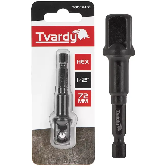 Tvardy Impact adapter - 1/2" HEX - 75mm lengte - robuust en duurzaam