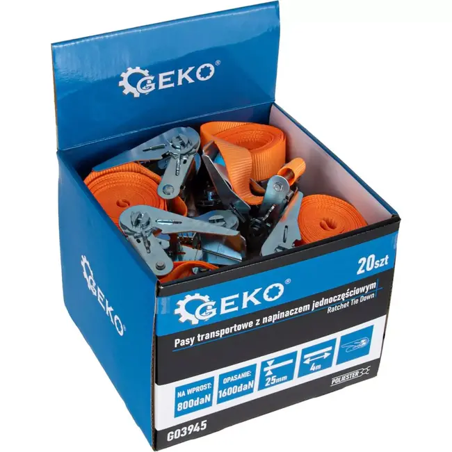 GEKO Rateltrekband 25mm x 4m - 1600kg - 20 stuks