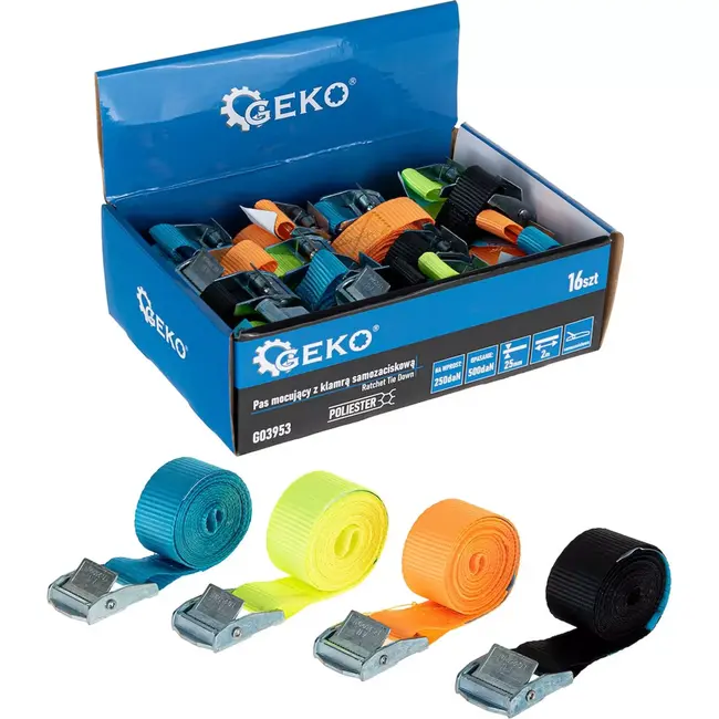 GEKO Cambuckle spanband - 25mm x 2m - 500kg - 16 stuks