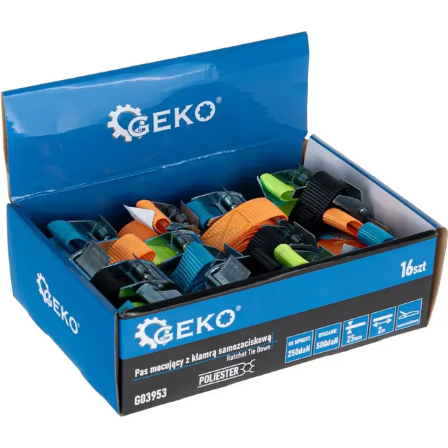 GEKO Cambuckle spanband - 25mm x 2m - 500kg - 16 stuks