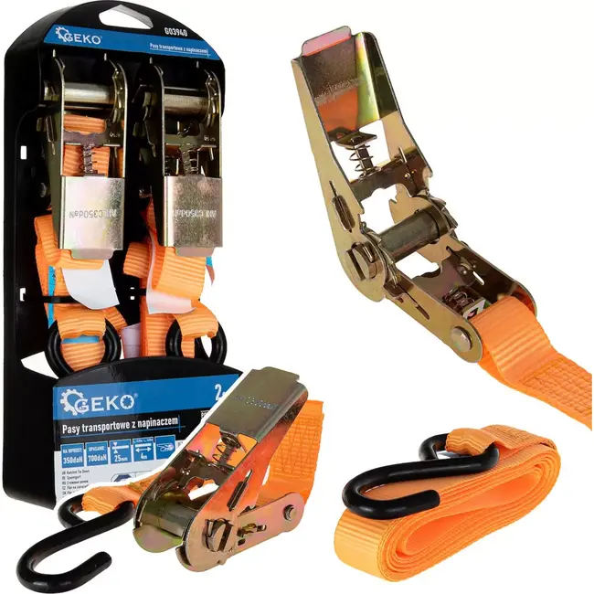 GEKO Ratelspanbanden - 25mm x 4,5m - 700kg - Set van 2 - Polyester