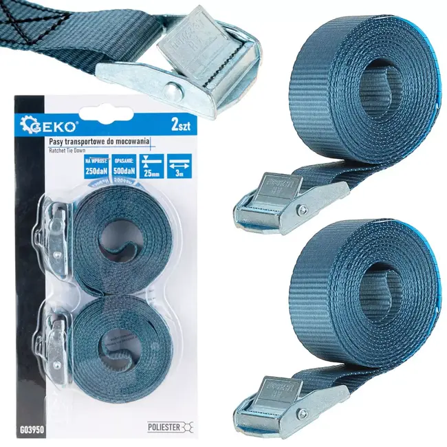 GEKO Cambuckle spanband - 25mm breed - 3m lang - 500kg draagkracht - 2 stuks