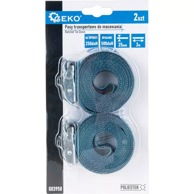 GEKO Cambuckle spanband - 25mm breed - 3m lang - 500kg draagkracht - 2 stuks