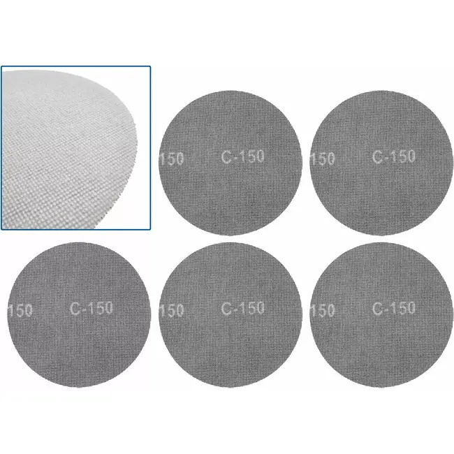 GEKO Abrasieve schuurschijven 225mm - P150 korrel - Klittenband bevestiging - Set van 5 stuks