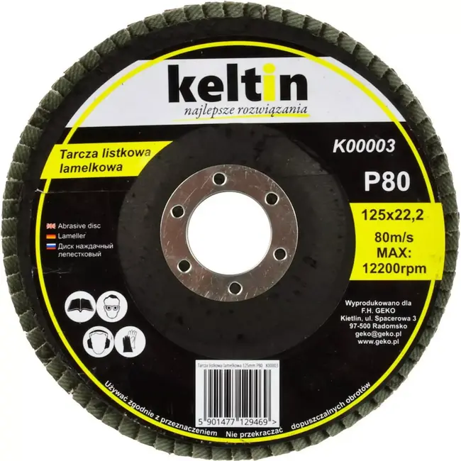 Keltin Flap disc set - 125 mm - P80 korrel - 10 stuks - Voor staal en RVS