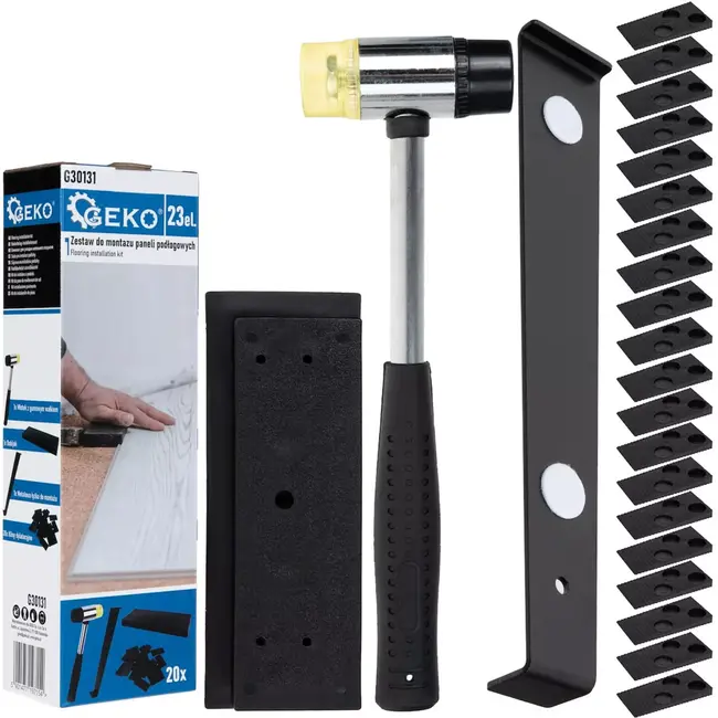 GEKO 23-delige vloerinstallatieset - Inclusief hamer en aanslagblok - Geschikt voor 7-15 mm laminaat en hout